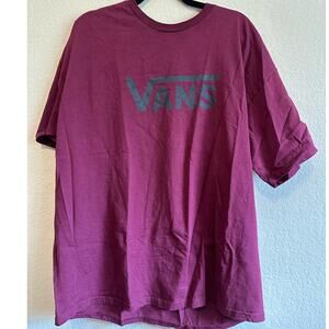 Mens Vans Logo Graphic Tee Maroon with Black Logo XXL